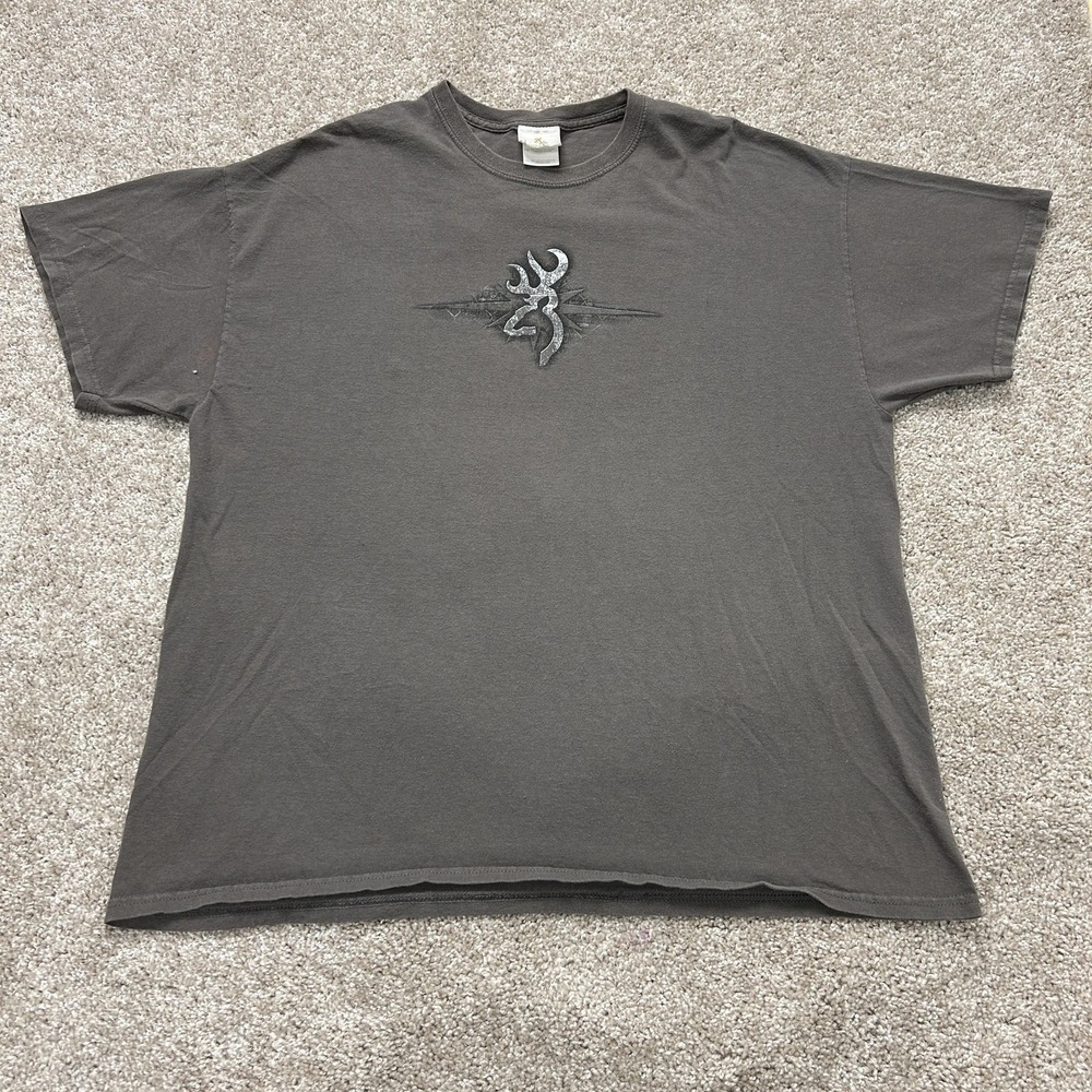Browning Tradition Logo Shirt Mens XL Gray Deer Hunting Graphic Tee T-Shirt